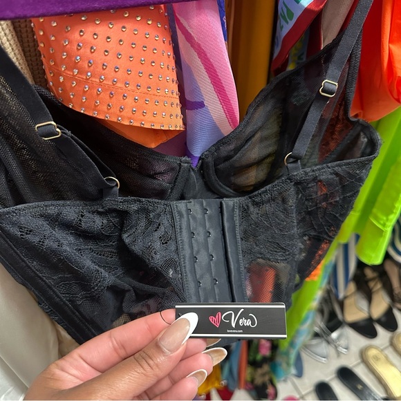 Love, Vera Floral Rose Lace Bustier in Black Size M - Picture 3 of 3